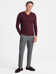 Ombre V-Ausschnitt-Pullover Bordeaux/Dunkelrot