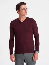 Ombre V-Ausschnitt-Pullover Bordeaux/Dunkelrot