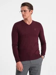 Ombre V-Ausschnitt-Pullover Bordeaux/Dunkelrot