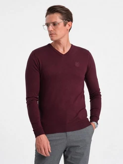 Ombre V-Ausschnitt-Pullover Bordeaux/Dunkelrot
