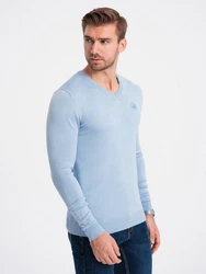 Ombre V-Ausschnitt-Pullover Hellblau/Blau