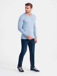 Ombre V-Ausschnitt-Pullover Hellblau/Blau