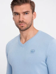Ombre V-Ausschnitt-Pullover Hellblau/Blau