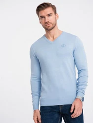 Ombre V-Ausschnitt-Pullover Hellblau/Blau