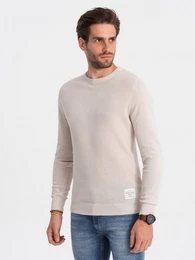 Rundhalspullover Strukturierter Herren-Pullover mit halbrundem Ausschnitt