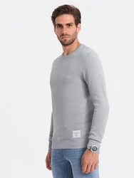 OMBRE Rundhalspullover Grau/Hellgrau