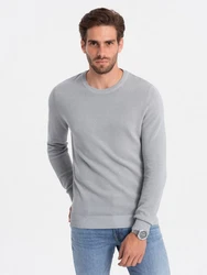 OMBRE Rundhalspullover Grau/Hellgrau