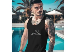 Neverless Tanktop Herren Berge Wandern Brustprint Schwarz