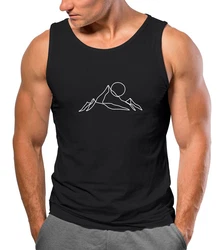 Neverless Tanktop Herren Berge Wandern Brustprint Schwarz