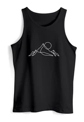 Neverless Tanktop Herren Berge Wandern Brustprint Schwarz