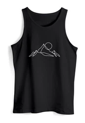 Neverless Tanktop Herren Berge Wandern Brustprint Schwarz
