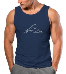 Neverless Tanktop Herren Berge Wandern Brustprint Dunkelblau/Blau/Hellblau