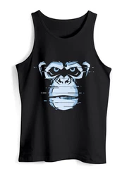 Neverless Tanktop Herren Brustprint Affe Motiv Digital-Art Schwarz/Braun