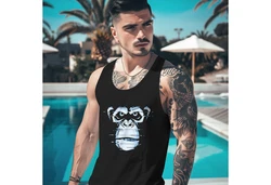 Neverless Tanktop Herren Brustprint Affe Motiv Digital-Art Schwarz/Braun