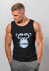 Neverless Tanktop Herren Brustprint Affe Motiv Digital-Art Schwarz/Braun