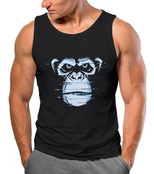 Neverless Tanktop Herren Brustprint Affe Motiv Digital-Art Schwarz/Braun