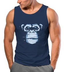 Neverless Tanktop Herren Brustprint Affe Motiv Digital-Art Dunkelblau/Blau