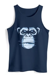 Neverless Tanktop Herren Brustprint Affe Motiv Digital-Art Dunkelblau/Blau