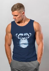 Neverless Tanktop Herren Brustprint Affe Motiv Digital-Art Dunkelblau/Blau