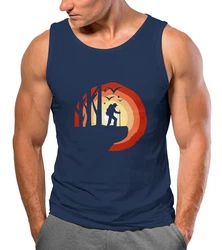 Neverless Tanktop Herren Tank-Top mit Print Dunkelblau/Orange