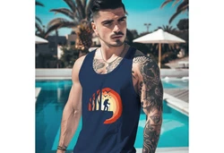 Neverless Tanktop Herren Tank-Top mit Print Dunkelblau/Orange