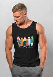 Neverless Tanktop Herren California Surfboards Surfing Motiv Schwarz/Gold/Blau/Mischfarben/Rot/Gelb