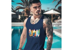 Neverless Tanktop Herren California Surfboards Surfing Motiv Dunkelblau/Blau
