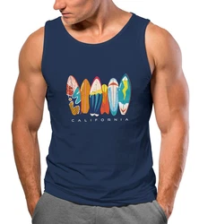 Neverless Tanktop Herren California Surfboards Surfing Motiv Dunkelblau/Blau