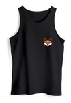 Neverless Tanktop Herren Fuchsmotiv Polygon-Style Schwarz/Dunkelblau/Braun
