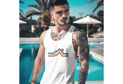 Neverless Tanktop Herren Wandern Bergmotiv Weiß/Rot/Creme/Mischfarben