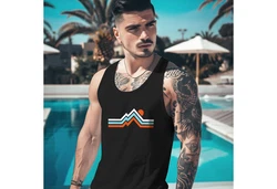 Neverless Tanktop Herren Wandern Bergmotiv Schwarz/Rot/Mischfarben/Braun