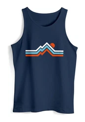 Neverless Tanktop Herren Wandern Bergmotiv Dunkelblau/Blau/Rot