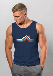Neverless Tanktop Herren Wandern Bergmotiv Dunkelblau/Blau/Rot