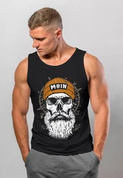 Neverless Tanktop Herren Printshirt Moin Skull Windrose Kompass Totenkopf Schwarz/Mintgrün/Dunkelblau/Orange