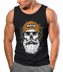 Neverless Tanktop Herren Printshirt Moin Skull Windrose Kompass Totenkopf Schwarz/Mintgrün/Dunkelblau/Orange