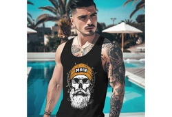 Neverless Tanktop Herren Printshirt Moin Skull Windrose Kompass Totenkopf Schwarz/Mintgrün/Dunkelblau/Orange