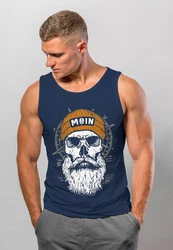 Neverless Tanktop Herren Printshirt Moin Skull Windrose Kompass Totenkopf Dunkelblau/Hellblau