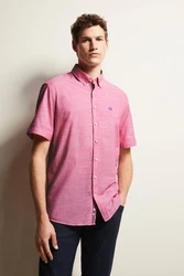 bugatti Kurzarmhemd mit Button-Down-Kragen Rosa/Rot