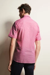bugatti Kurzarmhemd mit Button-Down-Kragen Rosa/Rot