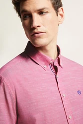 bugatti Kurzarmhemd mit Button-Down-Kragen Rosa/Rot