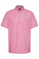 bugatti Kurzarmhemd mit Button-Down-Kragen Rosa/Rot