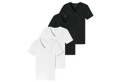 Schiesser T-Shirt V-Ausschnitt Weiß/Schwarz/Dunkelblau/Dunkelgrau