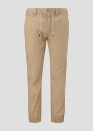 Stoffhose Baumwoll-Hose mit elastischem Bund und Print-Detail Durchzugkordel