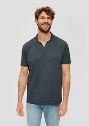 s.Oliver Poloshirt mit offenem Kragen Dunkelblau/Grau/Blau/Dunkelgrau/Schwarz