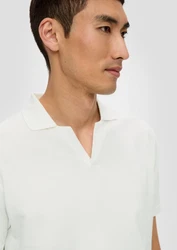 s.Oliver Poloshirt mit offenem Kragen Weiß/Creme/Khaki