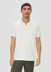 s.Oliver Poloshirt mit offenem Kragen Weiß/Creme/Khaki