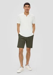 s.Oliver Poloshirt mit offenem Kragen Weiß/Creme/Khaki