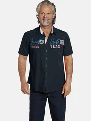 Jan Vanderstorm Kurzarmhemd FREYDIS Dunkelblau/Blau