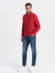 OMBRE Stehkragenpullover Herren Rot/Dunkelrot