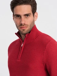 OMBRE Stehkragenpullover Herren Rot/Dunkelrot